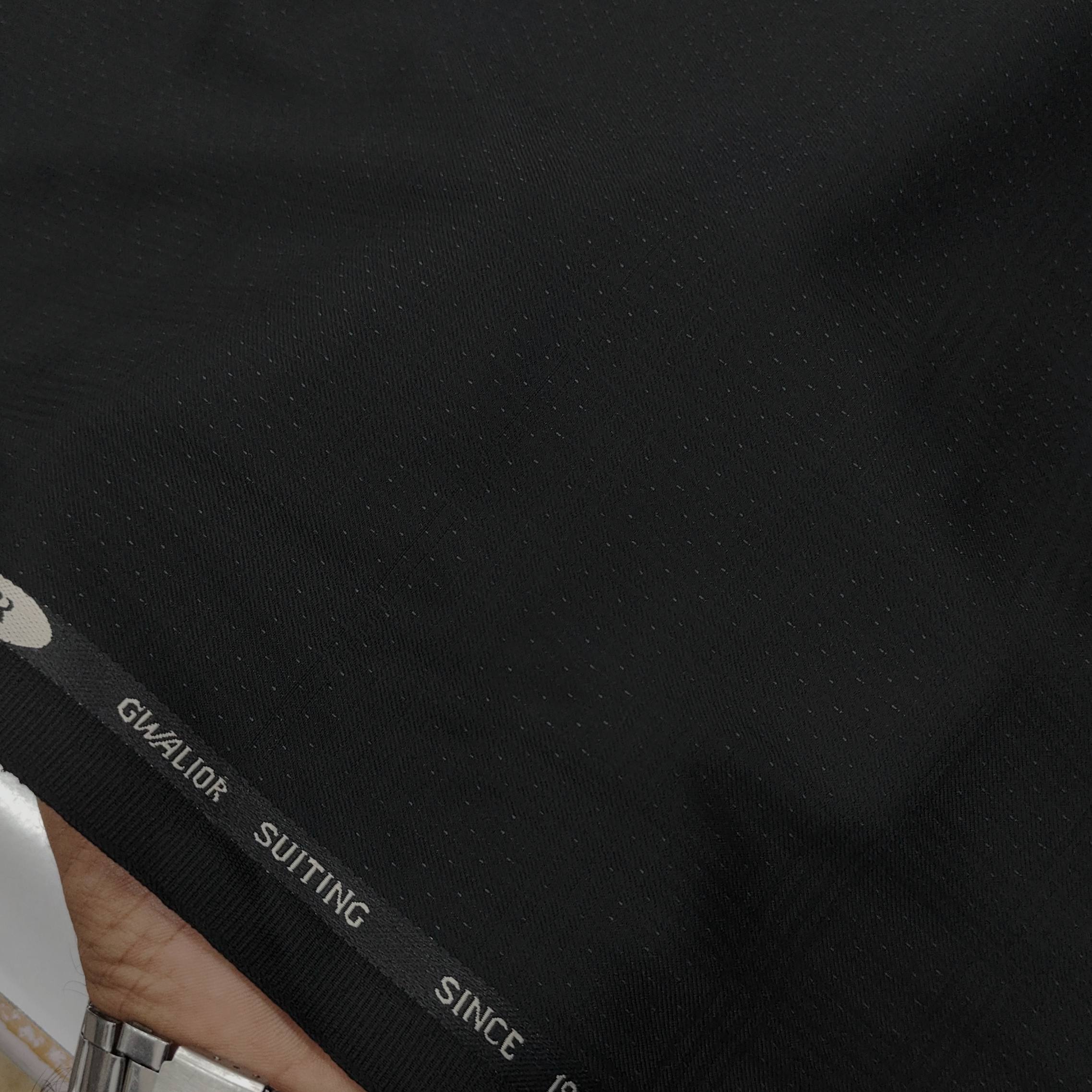 Trouser Fabric Gr Gwalior Poly Viscose Designer Dobby With Check Colour Black